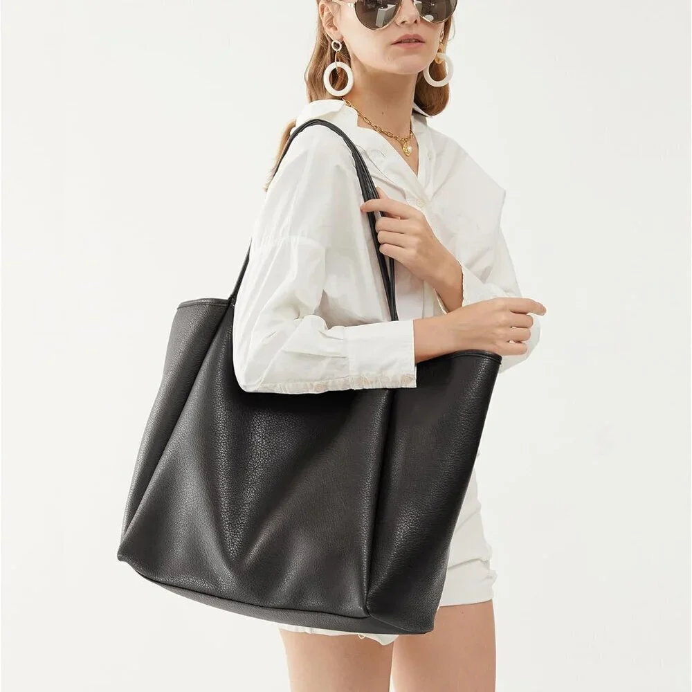 Oversize Pu Leather Tote Women Weekender Bag Travel Shopper Handbag